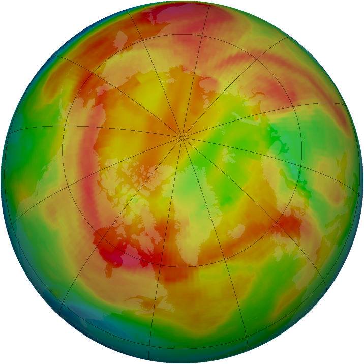 Arctic ozone map for 22 February 1991